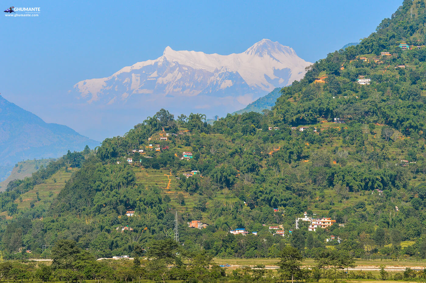 one of the village of waling with the Annapurna II & IV as seen in backdrop