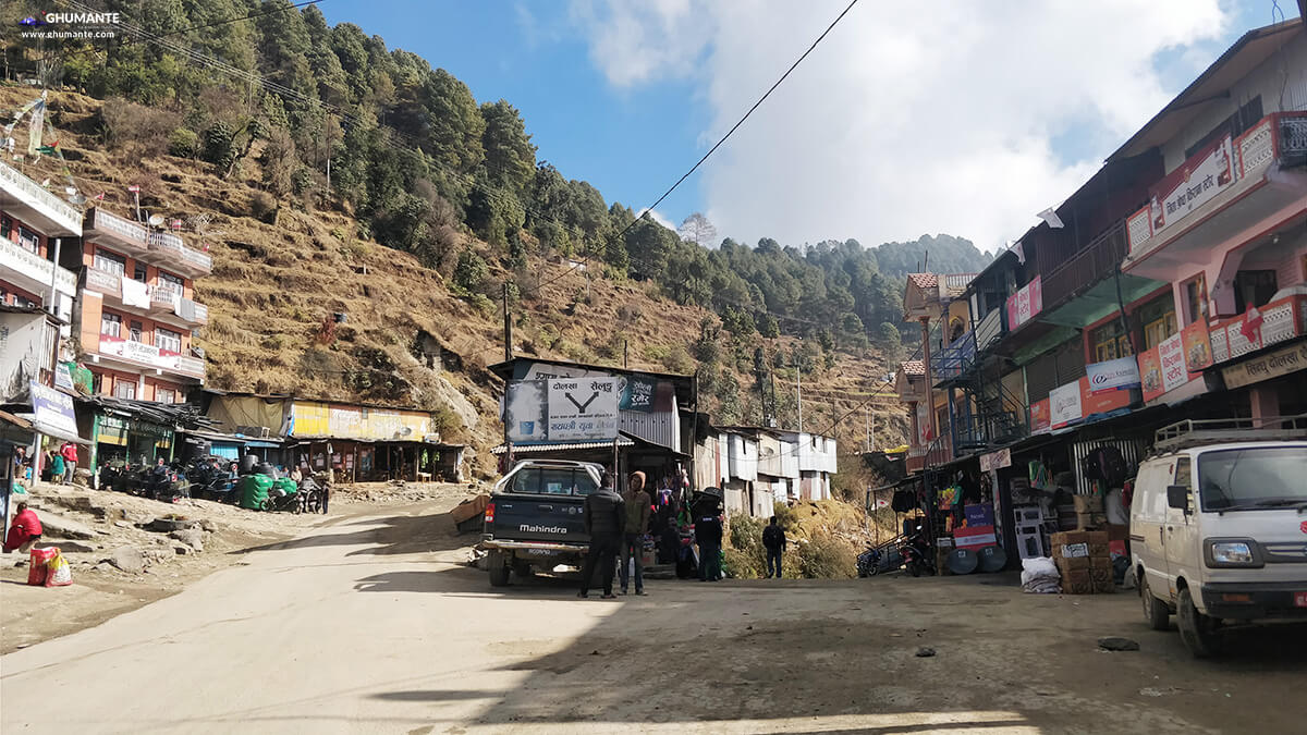 Mude Bajaar, Sindhupalchowk ! We have to go right for Shailung and left for Charikot from here