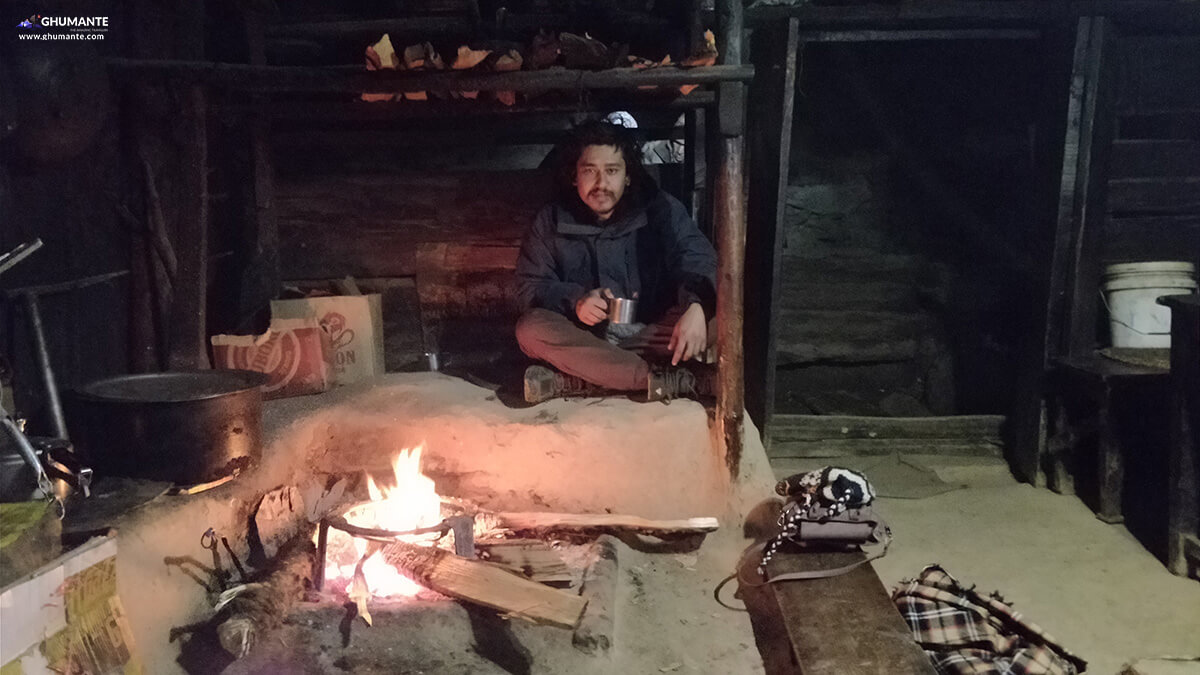 Perks of village life. After going through the freezing cold, dark nights and slippery trails, we felt privileged and blessed when we sat beside the "Ageno" (fireplace), with a cup of tea.