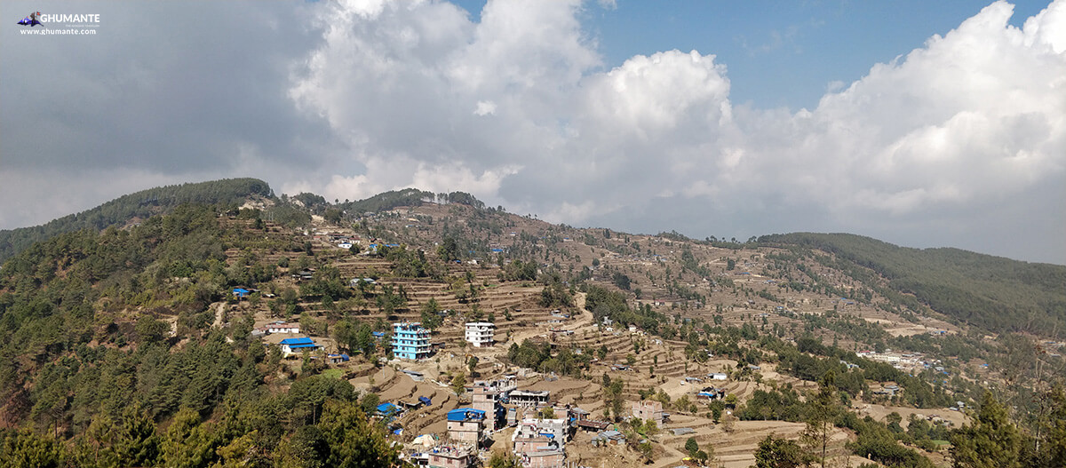 View of Maga Deurali Bajar while descending from Dhungey.